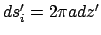 $ds_i^{\prime}= 2 \pi a dz'$